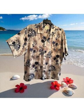 Joseph & Feiss Button Shirt 100% Silk Mens L Multicolor Floral Hawaiian Luau